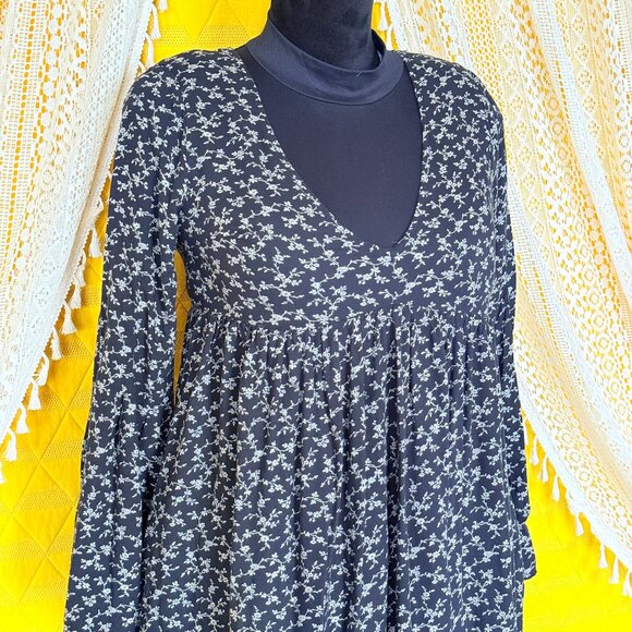 Denim & Supply Ralph Lauren Black & White Floral Babydoll Dress Size XS | Y2k - Picture 5 of 16